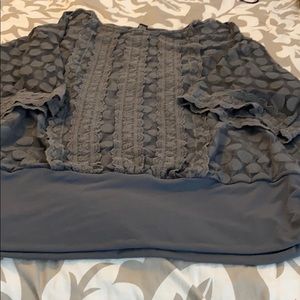 Gray blouse with polka dots